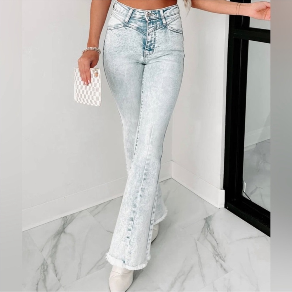 Kancan acid wash high rise flare denim jeans - Picture 11 of 12